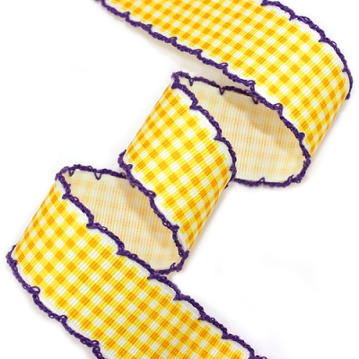 노랑/네모줄체크(보라피코트)