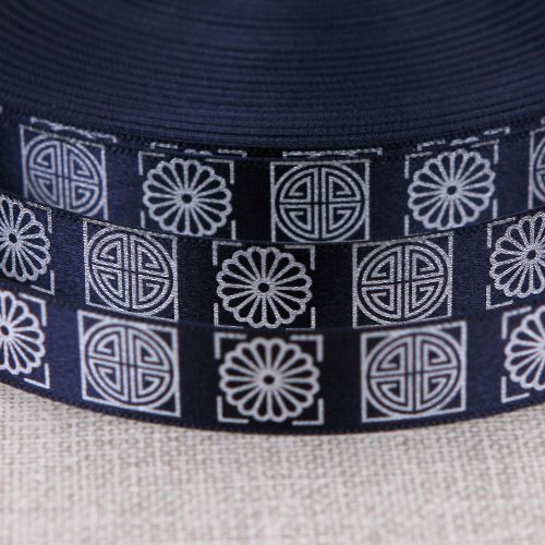 곤색/은색 사각전통문양(공단프린트)